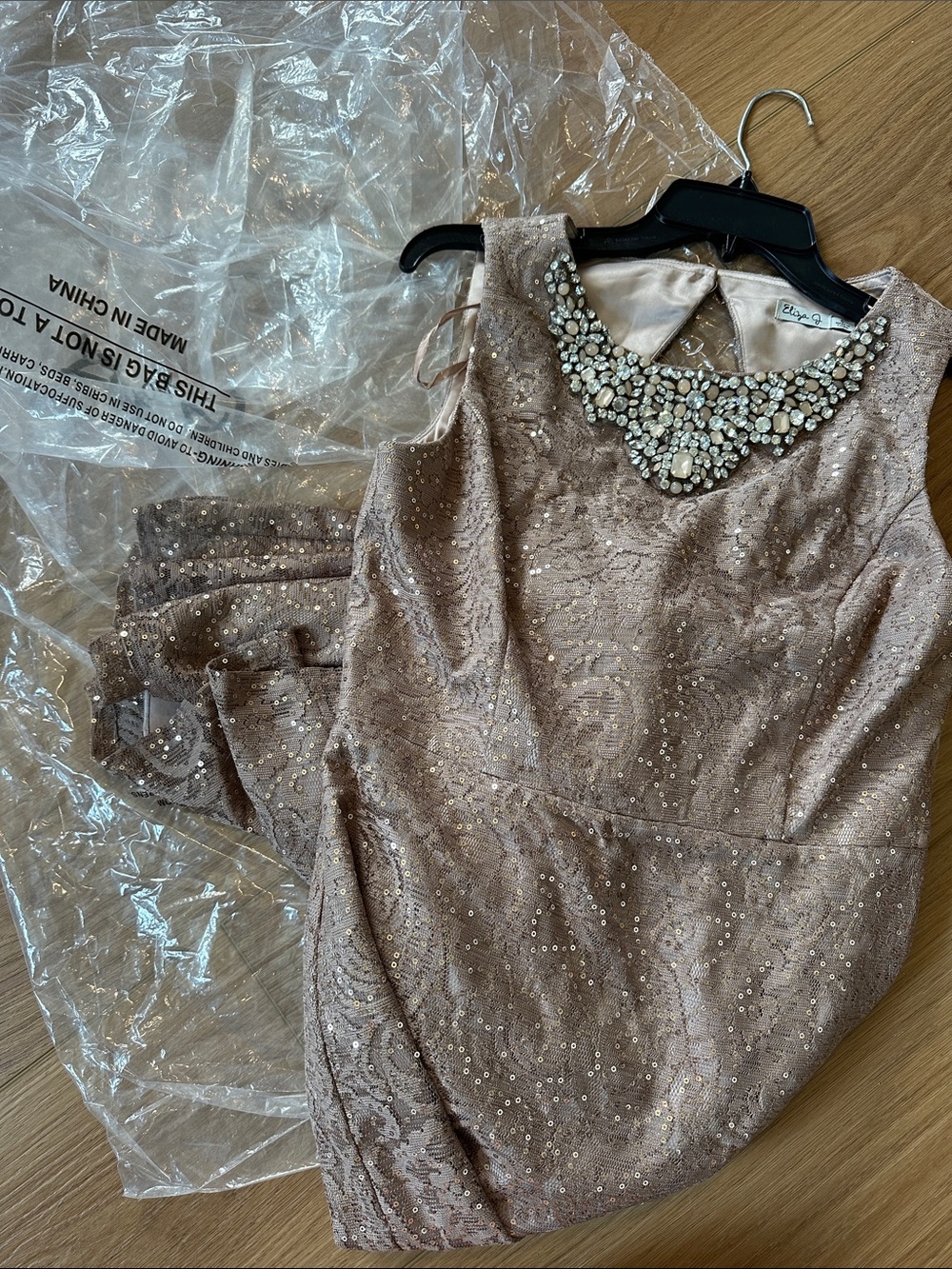 Eliza J Elegant Beaded Evening Gown